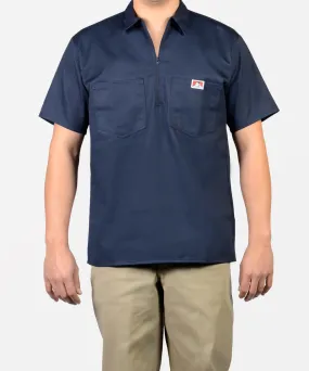 Ben Davis Short Sleeve Half-Zip Work Shirt - Navy