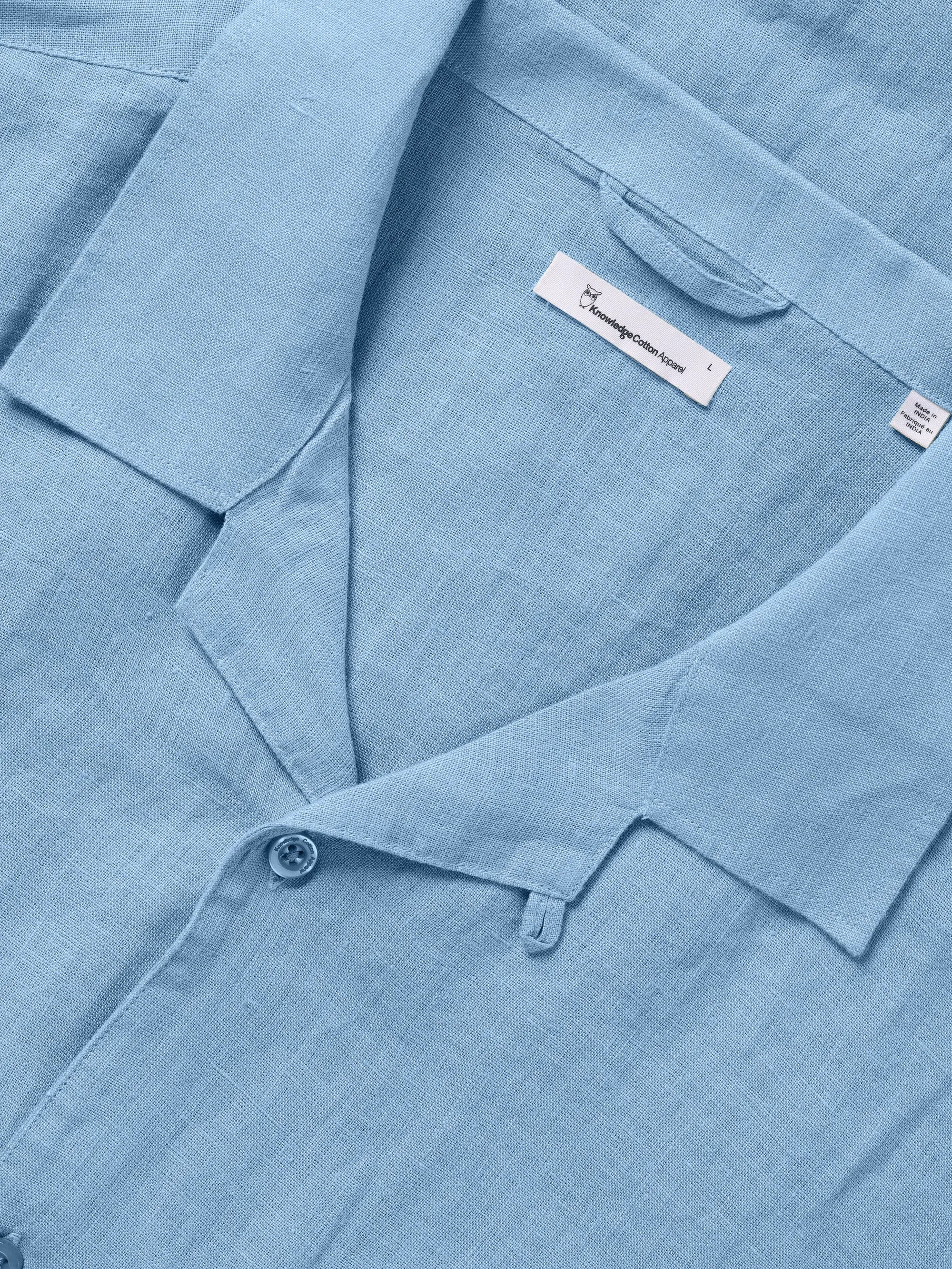 Box fit short sleeved linen shirt - Airy Blue