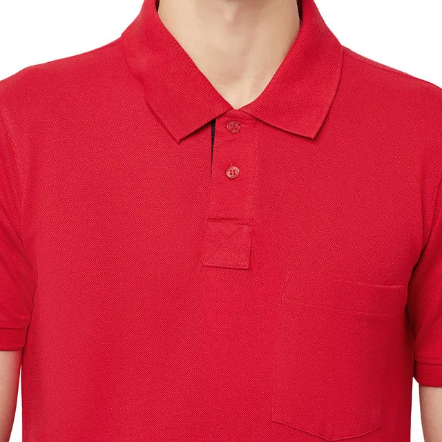 Hiflyers Men'S Solid Tshirts With Pocket Red