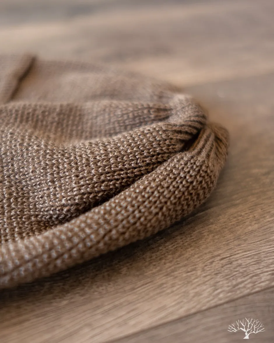 Linen Waffle Watch Cap - Army Brown