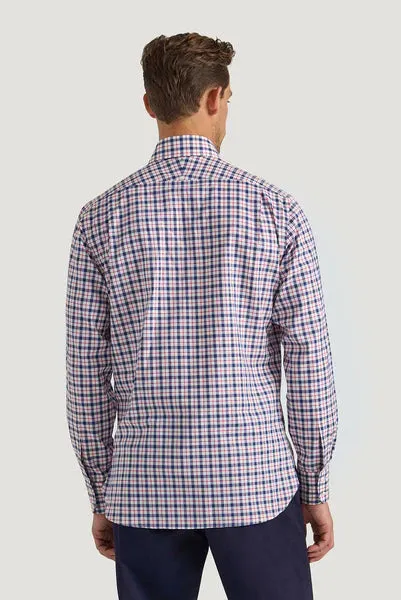 M.J. Bale - Byrne Oxford Shirt - Check - White/Navy/Red