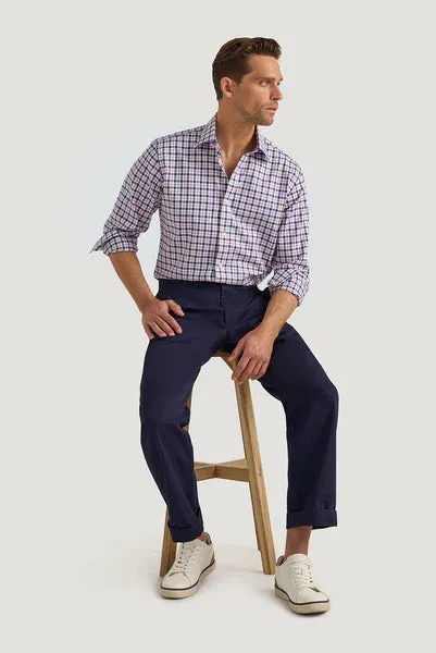 M.J. Bale - Byrne Oxford Shirt - Check - White/Navy/Red