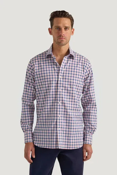 M.J. Bale - Byrne Oxford Shirt - Check - White/Navy/Red