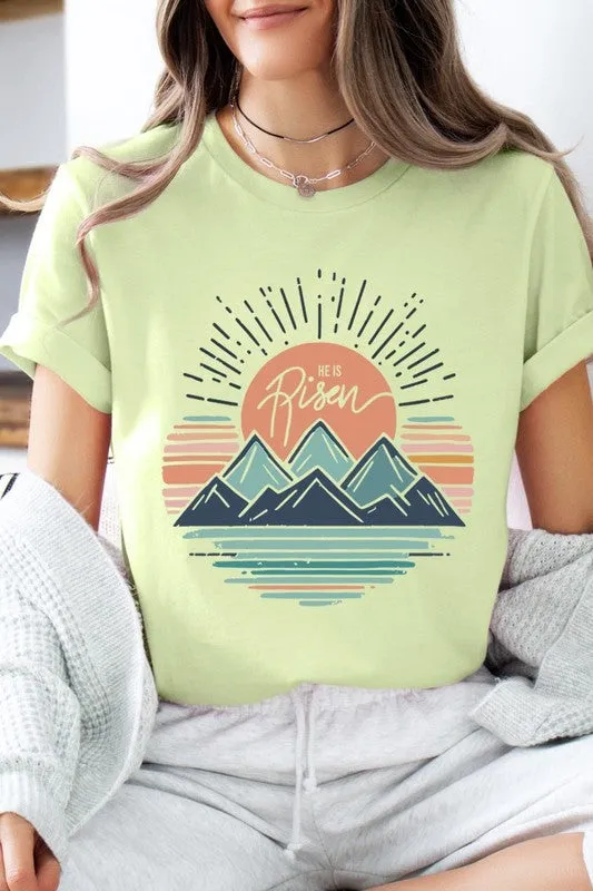 Sunrise He Is Risen Pastel Easter Graphic T Shirts