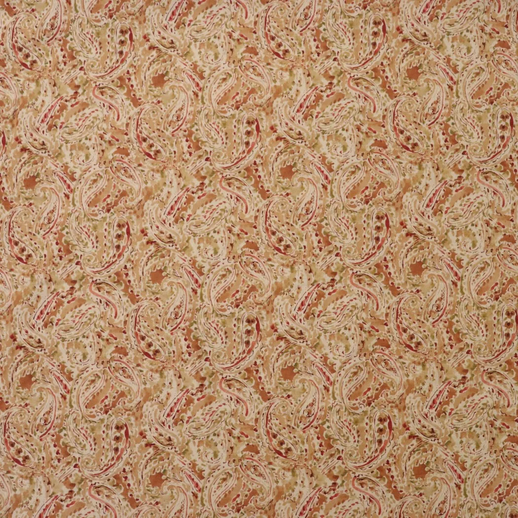 Swatch — Watercolor Paisley Linen Cotton Poplin — Copper