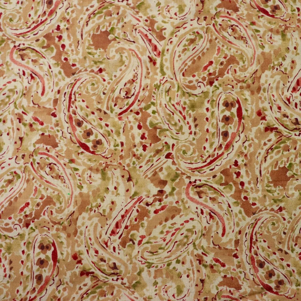 Swatch — Watercolor Paisley Linen Cotton Poplin — Copper