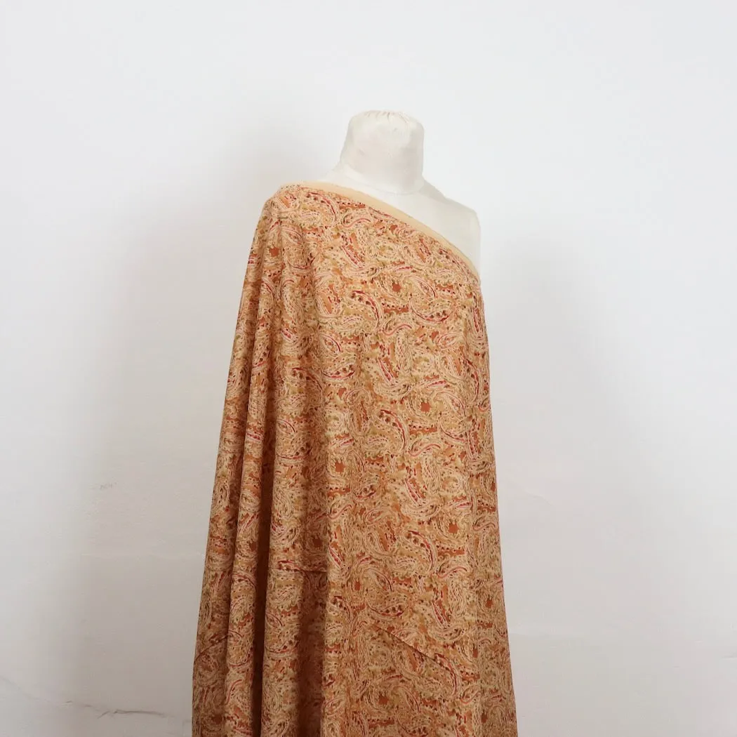 Swatch — Watercolor Paisley Linen Cotton Poplin — Copper