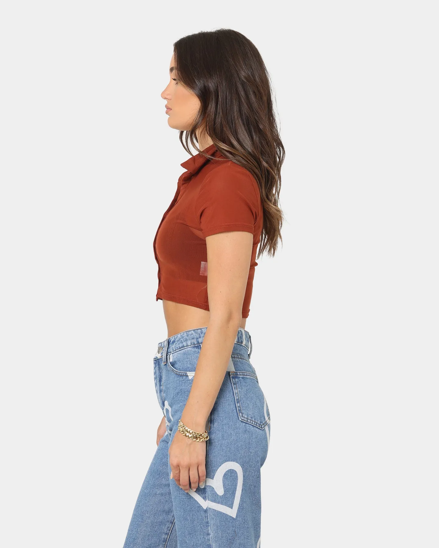 XXIII Women's Peyton Collar Crop T-Shirt Chocolate